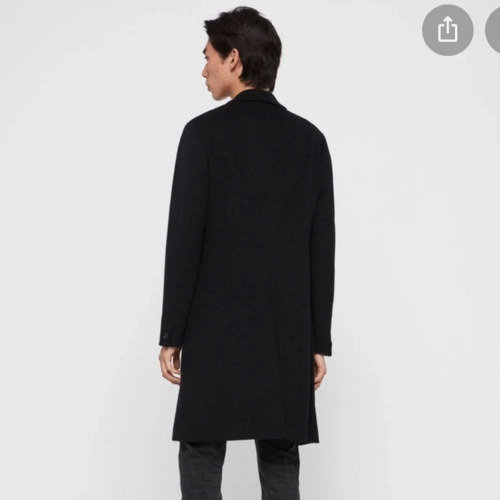 All saints | Men’s Long Black Wool Coat Killian 38